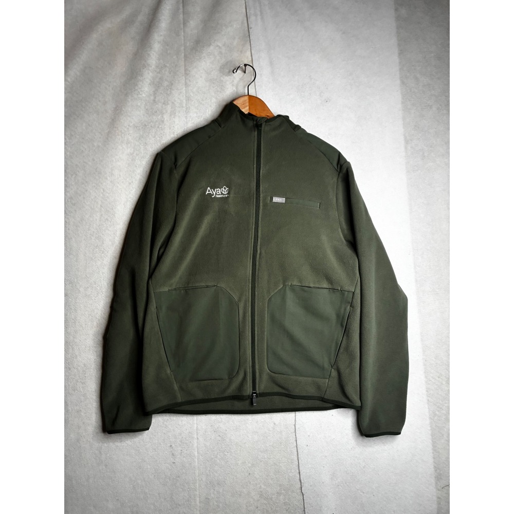 FIGS Aya‎ Healthcare Primaloft Fleece Scrub Jacket Mens M Olive Green MXXOW1007